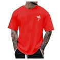 thumbnail image 1 of Ketyyh-chn99 Mens Sweatshirt Solid Color Short Sleeve Tee Wicking Short Sleeve Crew T-Shirt Red,M, 1 of 3