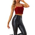 thumbnail image 4 of INSPIRE CHIC Camisole Courte en Velours à Paillettes à Bretelles Spaghetti pour Femme, Boîte de Nuit Fête, Rouge, m, 4 of 5