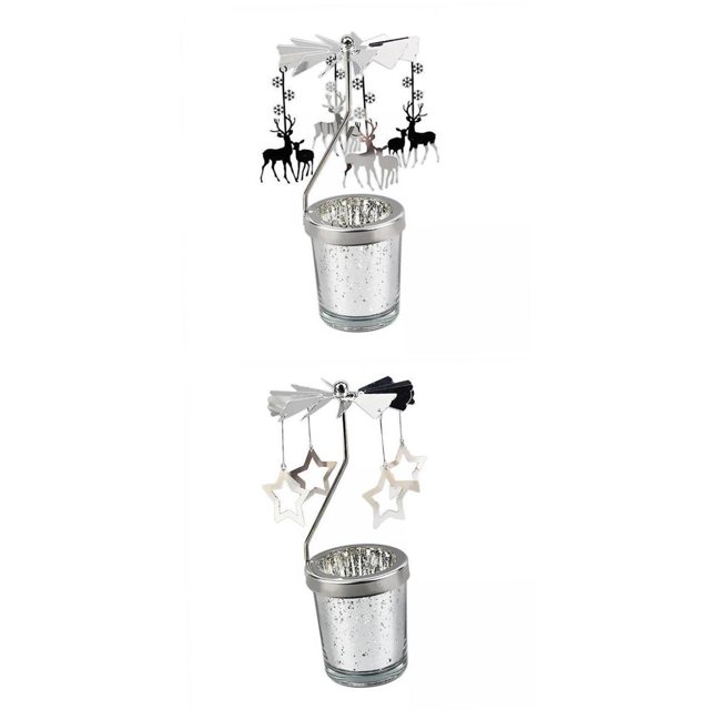 GUOOL 2Pieces Romantic Rotary Candle Holder Tea Light Holder for Christmas Restaurant V