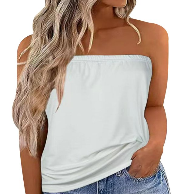 CHUANK Womens Summer Off Shoulder Leopard Print Bandeau Strapless Blouse Tops