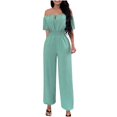 thumbnail image 1 of Birdeem Womens One Line Neck Waist Loose Straight Jumpsuit Versatile Pants, 1 of 6