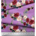 thumbnail image 3 of Soimoi Purple Cotton Cambric Fabric Ranunculus & Penoy Floral Print Decor Fabric Printed By the Yard 58 Inch Wide, 3 of 3