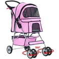 thumbnail image 3 of FDW Folding Pet Stroller Travel Carrier for Cats & Dogs, Portable Cage Design, Pink, 3 of 7