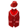 thumbnail image 1 of LiiYii Gilet à Sequins pour Enfants Garçons Filles Veste Nœud Papillon Hip Hop Performance de Rue Costume Disco et Ensemble Chapeau Rouge 6, 1 of 4