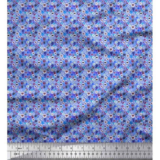 Soimoi Rayon Fabric Scientific Lab Equipments Education Theme Print Fabric by Yard 42 Inch Wide