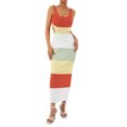 thumbnail image 2 of Fortune Robe Tricotée pour Femmes à Rayures/de Couleur Unie, Taille Ajourée, Dos Nu, à Nouer, Longue, 2 of 9