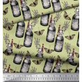 thumbnail image 2 of Soimoi Beige Georgette Viscose Fabric Insect,Lavender & Vintage Bottle Print Sewing Fabric BTY 42 Inch Wide, 2 of 3