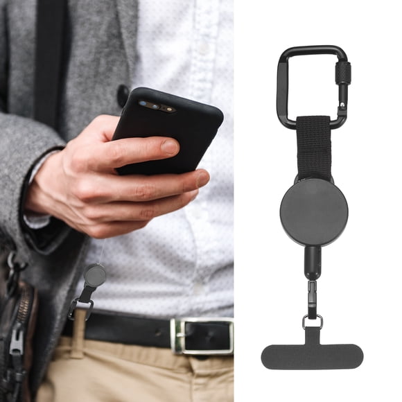 Uxcell Anti Theft Phone Strap (7.09"-33.07" Stretchable, Black) Retractable Phone Lanyard with Tether Tab Steel Line, Fits Outdoor Skiing/Hiking/Climbing/Fishing