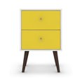 thumbnail image 1 of Manhattan Comfort Liberty Modern Table de Chevet de Chambre à 2 Tiroirs, Blanc et Jaune, 1 of 7