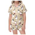 thumbnail image 1 of WEAIXIMIUNG Kids' Christmas Classic Print Button Down Collar Short Sleeve Top & Shorts Pajama Set 8-9 Years, 1 of 6
