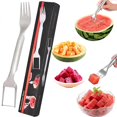 thumbnail image 2 of "Silver Purpose Watermelon With Fork Ideal For Cutting & Serving Watermelon Ergonomic Handle Must Have For Summer Gatherings", 2 of 5