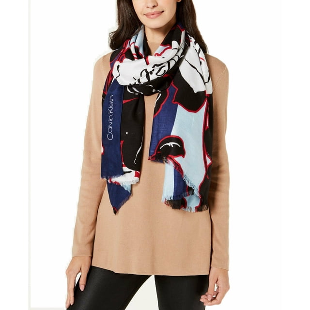 Calvin Klein Pashmina à Imprimé Floral Graphique Audacieux pour Femme, Enveloppe Douce de Nuit