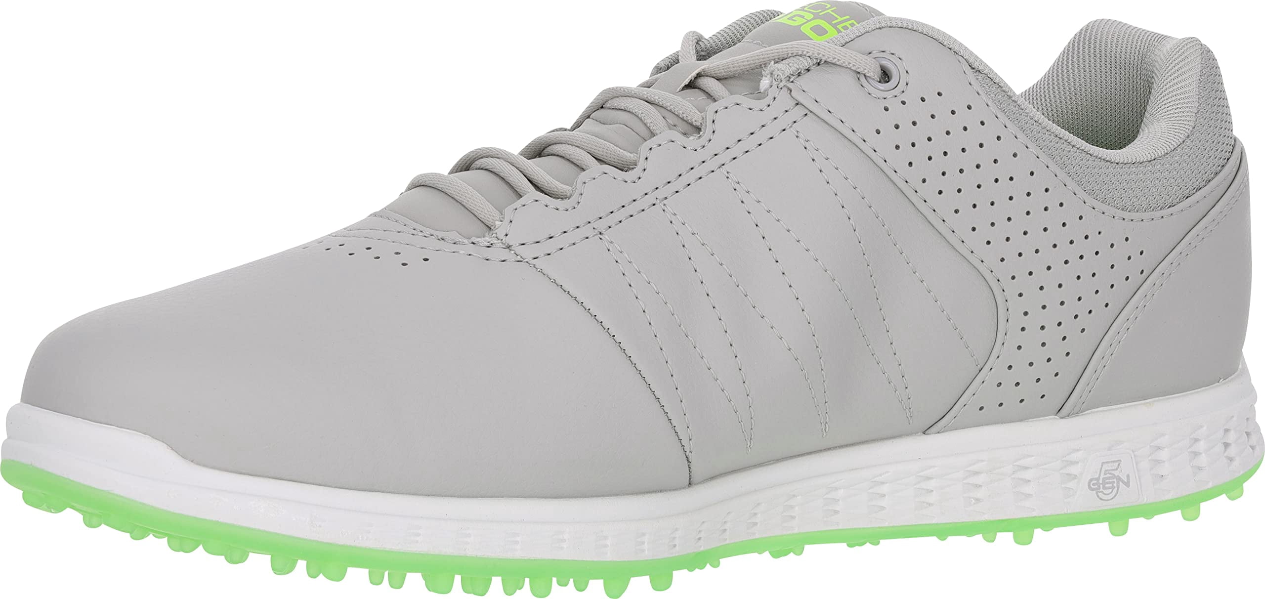 Skechers Men's Pivot Spikeless Golf Shoe, Gray/Lime, 12