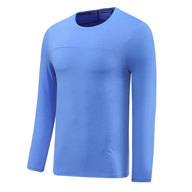 Styesk Mens Shirts Man Solid-Color-Drying Breathable Tight Fitting Base Sports Fitness Elastic Long Sleeve Round-Neck