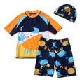 thumbnail image 1 of Akiihool Boys Rash Guard Long Sleeve Boys Rash Guard Swimsuits Set for Boys 2 Piece Short Sleeve Swim Shirts Quick Dry Bathing Suits with Trunks (Orange,3-4 Years), 1 of 4