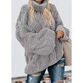 thumbnail image 2 of Pullovers à Manches Longues Dénudées pour Femmes, Col en V Côtelé, Pull Ample, 2 of 3