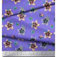 thumbnail image 2 of Soimoi Purple Poly Georgette Fabric Leaves & Flower Floral Decor Fabric Printed Yard 52 Inch Wide, 2 of 3