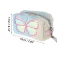 thumbnail image 3 of 1 Pc Women Embroidered Butterfly Makeup Bag for Travel Vacation Light Yellow Plush, 3 of 3