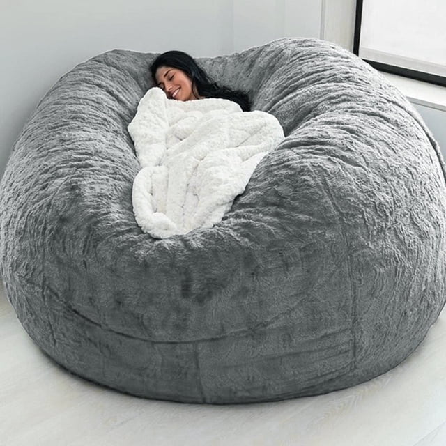 5FT Storage Bean Bag Chair Cover No Filler Soft Fluffy Beanbag Cover Stuffable