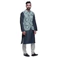 thumbnail image 2 of Atasi Kurta Solid Churidar Pajama & Printed Nehru Jacket Set For Mens Party Wear, 2 of 3