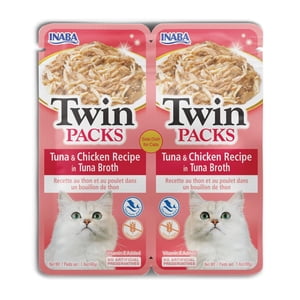 INABA Emballages jumeaux pour chats – Thon & Poulet au thon, ajout de vitamine E, 2-pack (2 x 40g), 80g Total général