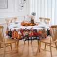 thumbnail image 2 of Halloween Round Tablecloth White 70 Inch Pumpkin Ghost Grave Spiderweb Baffalo Plaid Table Cloth - Polyester Table Cover Water-Repellent, Washable, Reusable for Party Dining Table Décor, 2 of 7