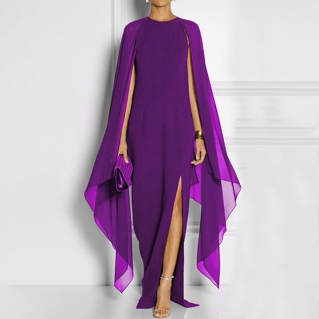 Meichang Robes Maxi Formelles pour Femmes Invitées de Mariage Robe Fendue Grande Taille Robes Moulantes Fluide Évasée Robe Longue en Mousseline Robe de Soirée Robe de Bal