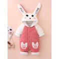 thumbnail image 2 of Diconna Infant Baby Fuzzy Bunny Costume Long Sleeve Hood Coat Button Down Warm Rabbit Romper, 2 of 4