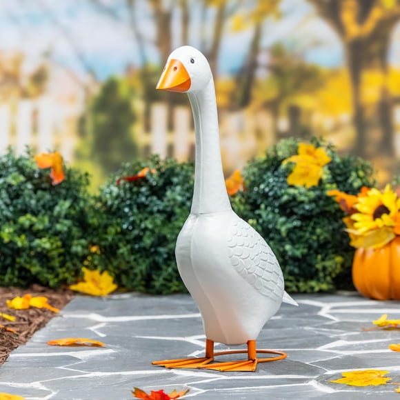 Todaioua 12 Inch Porch Goose, Porch Goose Statue, Brighten Your Outdoor Space, Enhance Your Porch, Balcony, Lawn, Yard and Garden Decoration, Unique Housewarming Gift