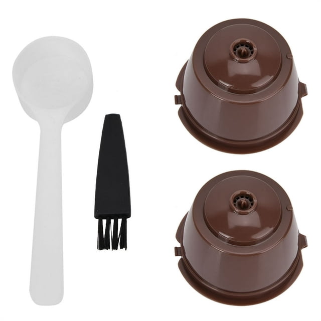 SNNROO Capsule de Café Dosette Réutilisable Rechargeable Capsule de Café Dosette Filtre Ensemble de Tasses avec Cuillère Brosse (2 Capsules de Café)