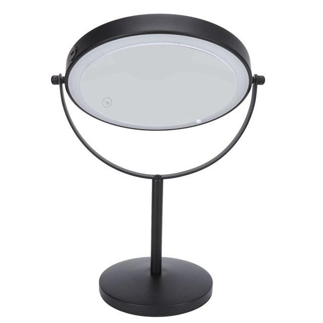 Lighted Makeup Mirror, LED Makeup Mirror Stainless Steel Touch Switch Soft Lighting Stable Base Double Sided For Daily Use