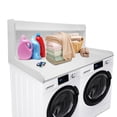 thumbnail image 1 of 2-Tier Waterproof Wood Washer and Dryer Countertop Shelf - 54x27.5" Laundry Organizer with Raised Edge Rails, Non-Slip Pads, Large Storage for Laundry Room - White, 1 of 8