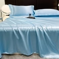 thumbnail image 1 of Amzcrzy Ensemble de Draps en Soie Glacée Drap en Soie Glacée Taie d'Oreiller Ensemble 3 Pcs - et Drap en Soie Glacée Luxueux et Doux Convenant à Toutes les Saisons Tissu en Soie Glacée Frais Lavable à la Machine, 1 of 9