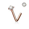 thumbnail image 1 of Nose Ring Stud L-Shape Surgical Steel Screw Piercing 3MM Set CZ Gem 20G 18G 6MM, 1 of 10
