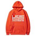 thumbnail image 1 of Penkiiy Chandail à Capuche Unisexe pour Hommes, Imprimé Saint-Valentin, Orange, 1 of 2