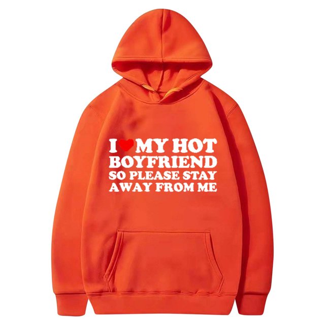 Penkiiy Chandail à Capuche Unisexe pour Hommes, Imprimé Saint-Valentin, Orange