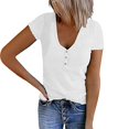 thumbnail image 1 of B91xZ Mode d'Été des Femmes 2024 Manches Courtes Col Rond Tops T Shirts, Blanc XXL, 1 of 5