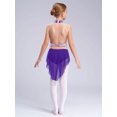 thumbnail image 4 of Jhaoyu Robe de Danse Lyrique pour Filles Robe de Ballet Enfants Sans Manches Gymnastique Justaucorps Jupe Haute Basse Violette 12, 4 of 7