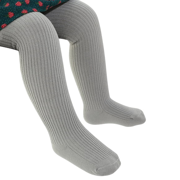 Zanarzt Winter Girls Fleece Lined Leggings Toddler Kids Baby Girls Cotton Solid Warm Fleece Knit Leggings Pantyhose Stretchy Basic Pants Socks Pantihose for Winter Stocking Grey,1-2 Years
