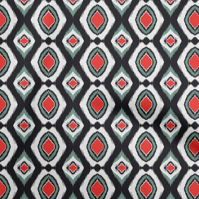 oneOone Soie Tabby Rouge Tissu Asiatique Ikat Matière de Robe Tissu Imprimé Tissu au Mètre 42 Pouces de Large