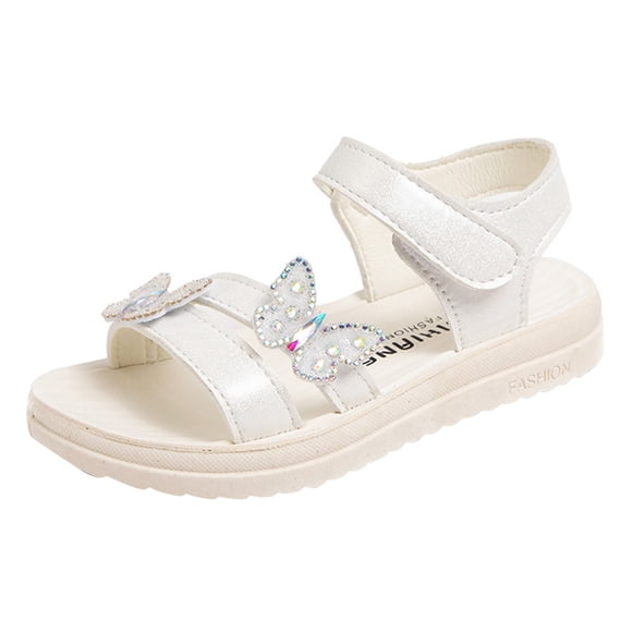 Ediodpoh Children Shoes Summer Butterfly Sandals with Diamond Fashion Little Girl Soft Bottom Princess Sandals Girl Sandals White 1.5