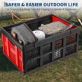 thumbnail image 2 of GloryStar Collapsible Crate, 55L Foldable Plastic Milk Crate with Side Handles, Heavy Duty Stackable Containers Folding Storage Baskets for Food, Drinks, Books, Tools, (Red), 2 of 7