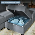 thumbnail image 2 of HONBAY Canapé Sectionnel Moderne en Lin, Assise Modulaire, Sofa-Lit pour Salon avec Rangement, Gris Bleuâtre, 2 of 6