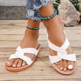thumbnail image 3 of Jovati Summer Slippers for Women, Plus-Size Cross-Strap Flat Beach Shoes with Non-Slip Sole, PU Material, Breathable Lining, Comfortable Arch Support, Wide Width Fit, 3 of 10