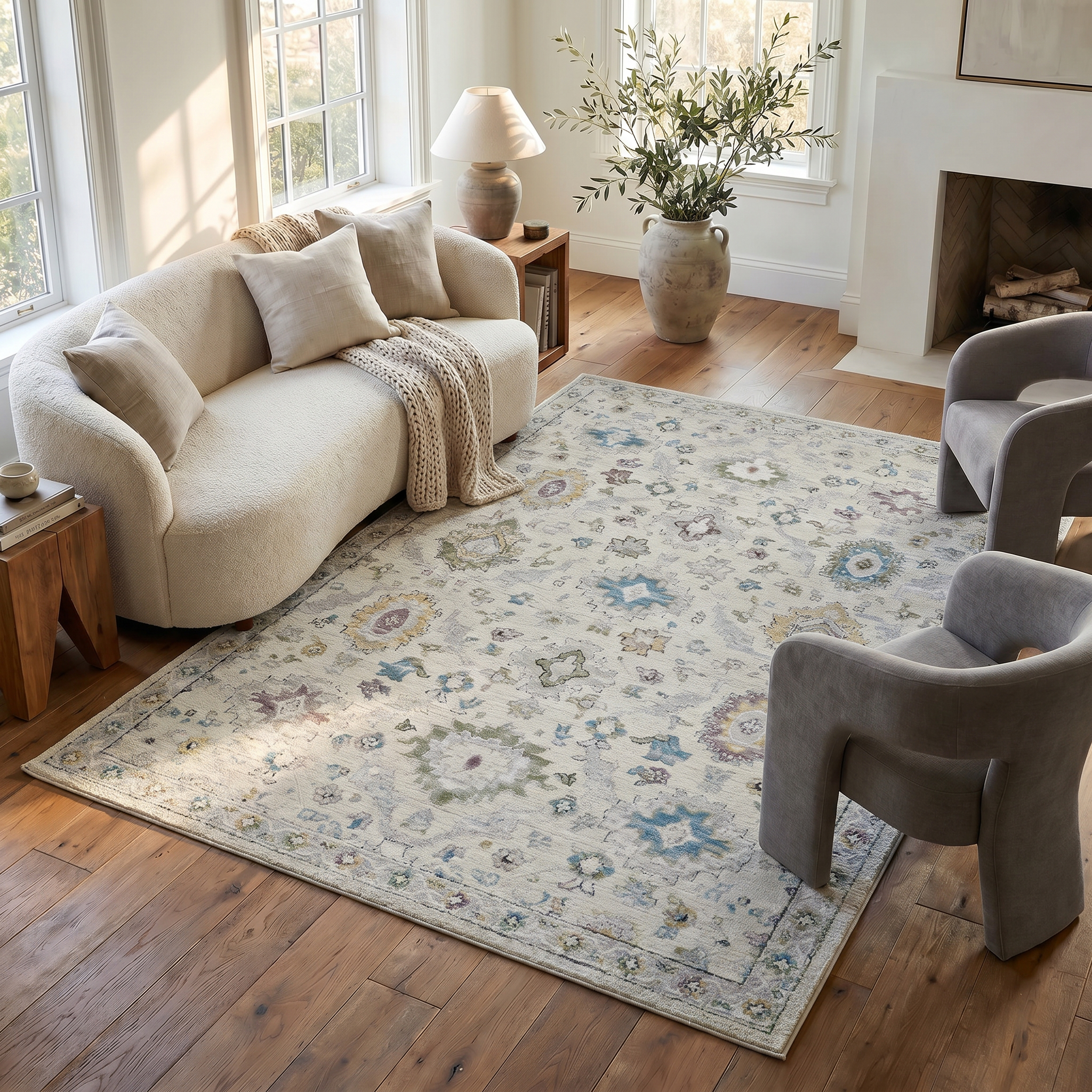 Tapis d'interieur classique Rug Branch Nomad, beige creme, boheme - Salon, chambre