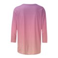 thumbnail image 4 of IROINID Économies Polyester T-Shirt à Manches Longues pour Femmes Loisirs Printemps Imprimé Manches Mi-Longues Col Rond Tee Hauts, Rose Vif, 4 of 5