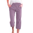 thumbnail image 1 of Innerwin Women's Solid Color Wide Leg Capri Pants, Light Purple, Size 2XL, 1 of 2