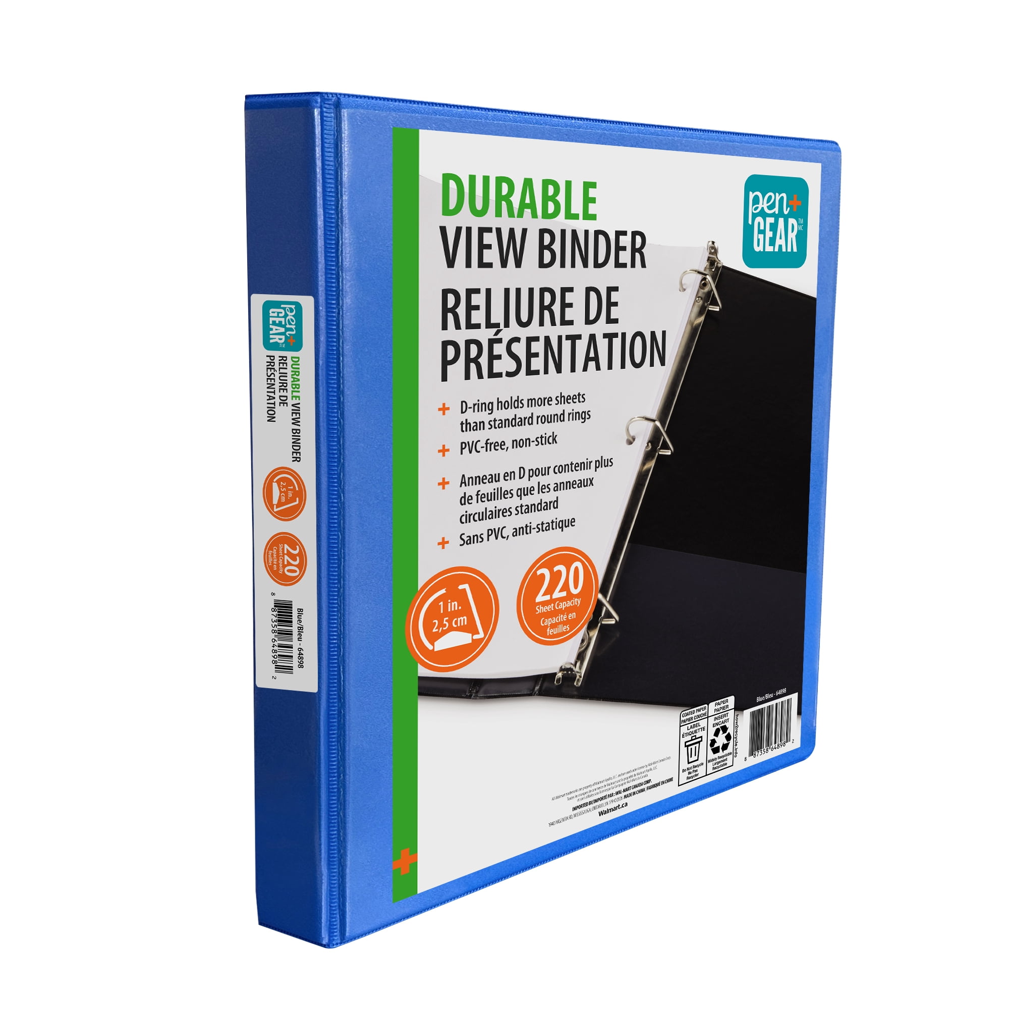 Pen+Gear Durable View 1" Binder Blue 1 pack