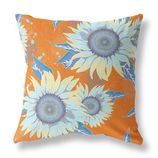 Oreiller en Tissu Intérieur/extérieur avec Zip en Jaune Orange 16x16