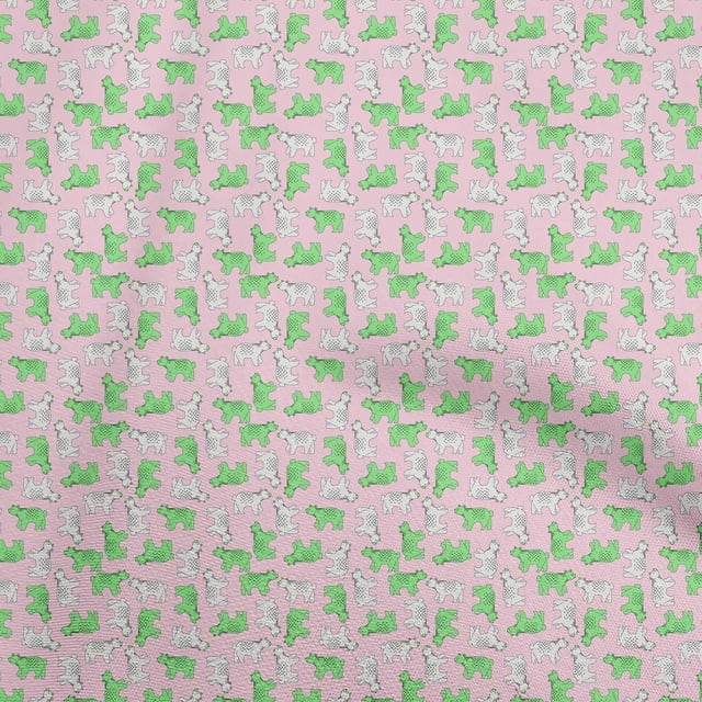 oneOone Polyester Spandex Light Pink Fabric Animal Sewing Material Print Fabric By The Yard 56 Inch Wide